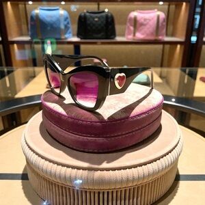 Chic Black Sunglasses with Heart Accent